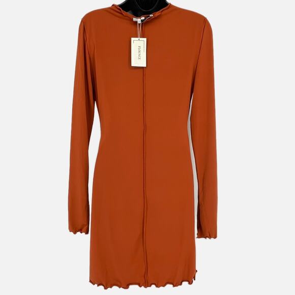 ASOS Flounce Mini Dress with Seam Detail in Burnt Orange Size 8 - Picture 5 of 12